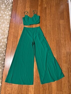 Lulu's Emerald Green Wide-Leg Palazzo Pants